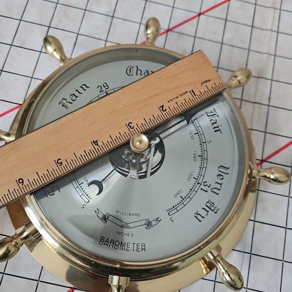Bey Berk Brass SB402 Boat Ship Wheel Barometer Porthole Glass Nautical 9" Decor - Picture 6 of 16